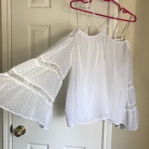 Zara off the shoulder flared sleeve top